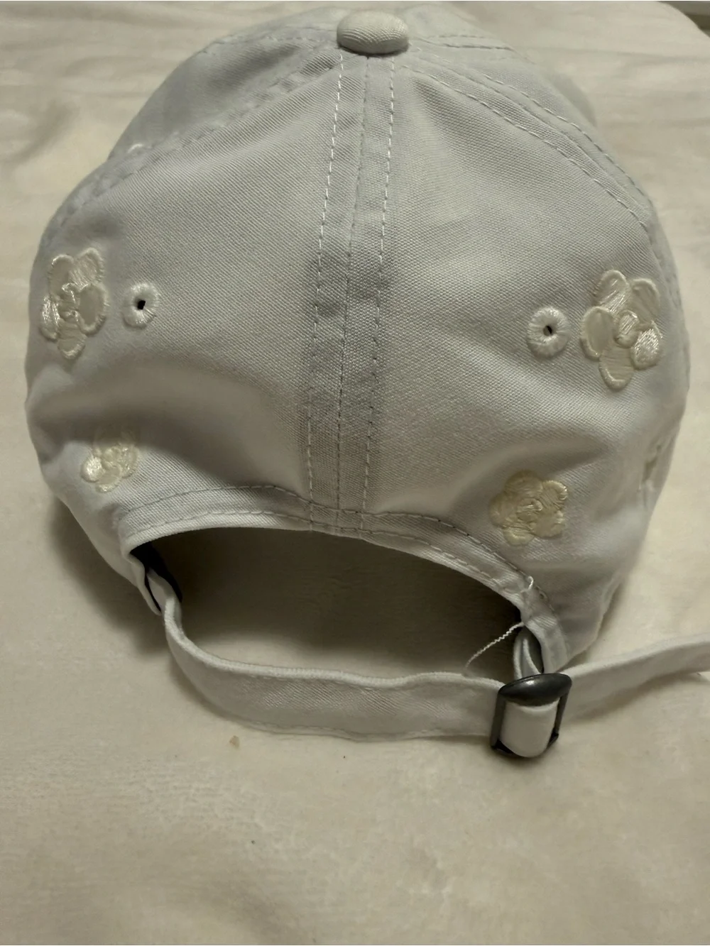 Kids White Embroidered Floral Baseball Cap with NY Logo